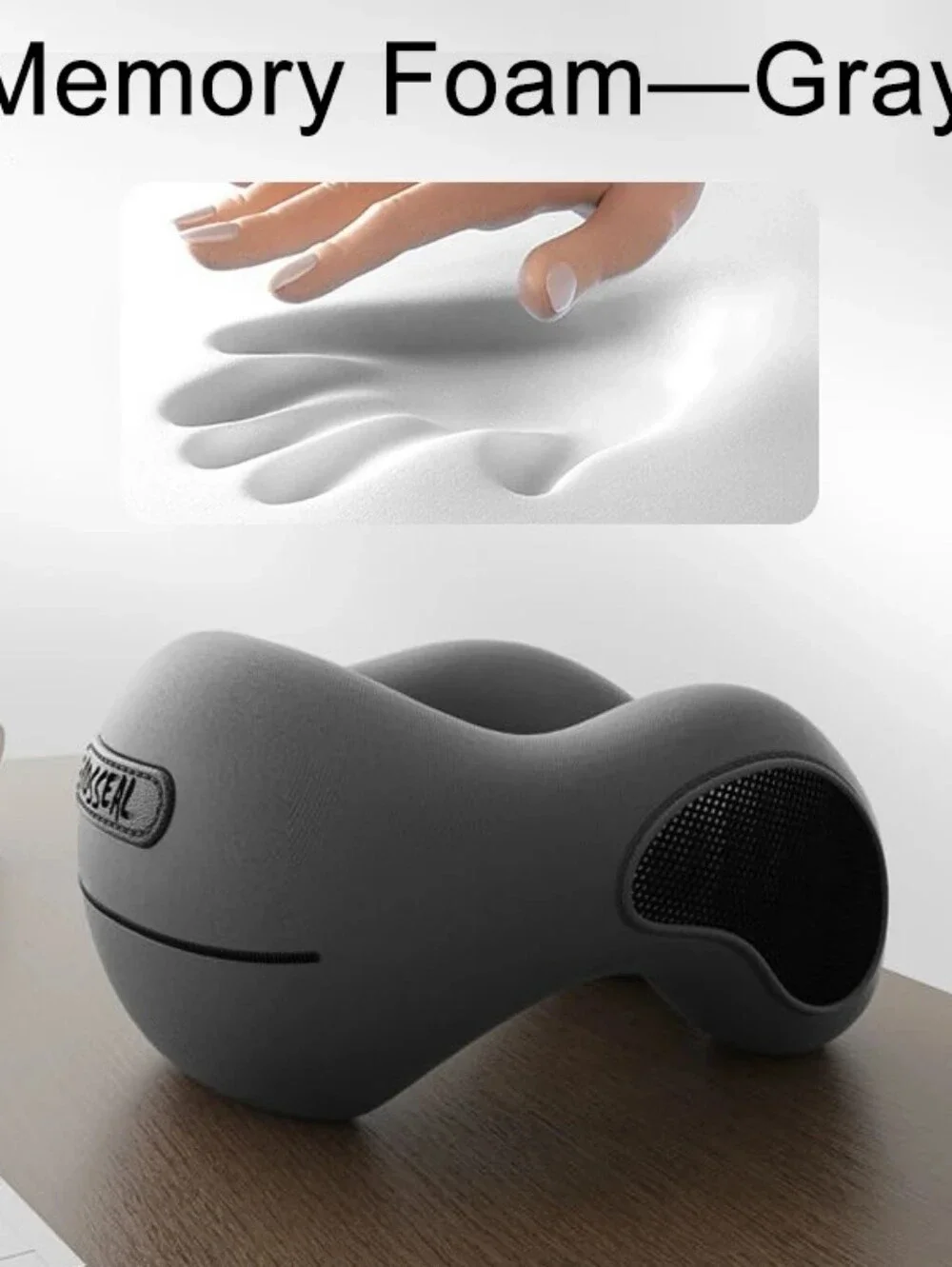 Unbranded Gray Memory Foam VR Neck Support Pillow with Ergonomic Contour
